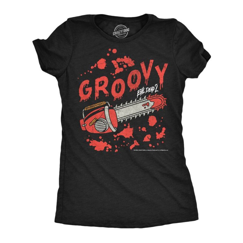 Womens Funny T Shirts Groovy Chainsaw Evil Dead Movie Tee For Ladies